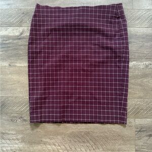Elle Burgundy Grid/Plaid Pencil Skirt | Workwear | Office Skirt | Women’s Large